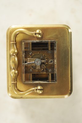 Lot 1127 - A LATE 19TH CENTURY FRENCH BRASS AND CHAMPLEVE ENAMEL SMALL CARRIAGE CLOCK
