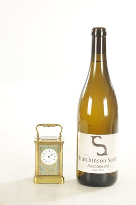 Lot 1127 - A LATE 19TH CENTURY FRENCH BRASS AND CHAMPLEVE ENAMEL SMALL CARRIAGE CLOCK