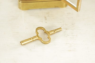 Lot 1127 - A LATE 19TH CENTURY FRENCH BRASS AND CHAMPLEVE ENAMEL SMALL CARRIAGE CLOCK