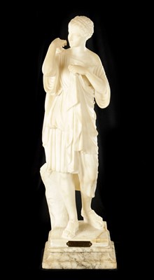 Lot 641 - A 19TH CENTURY ITALIAN CARVED WHITE MARBLE FIGURE OF DIANE DE GABY