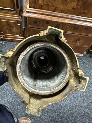 Lot 663 - A PAIR OF FRENCH LATE 19TH CENTURY CERAMIC AND GILT BRASS OIL LAMP BASES