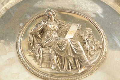 Lot 430 - A LARGE 19TH CENTURY SILVER PLATE NEOCLASSICAL STYLE HANGING PLAQUE