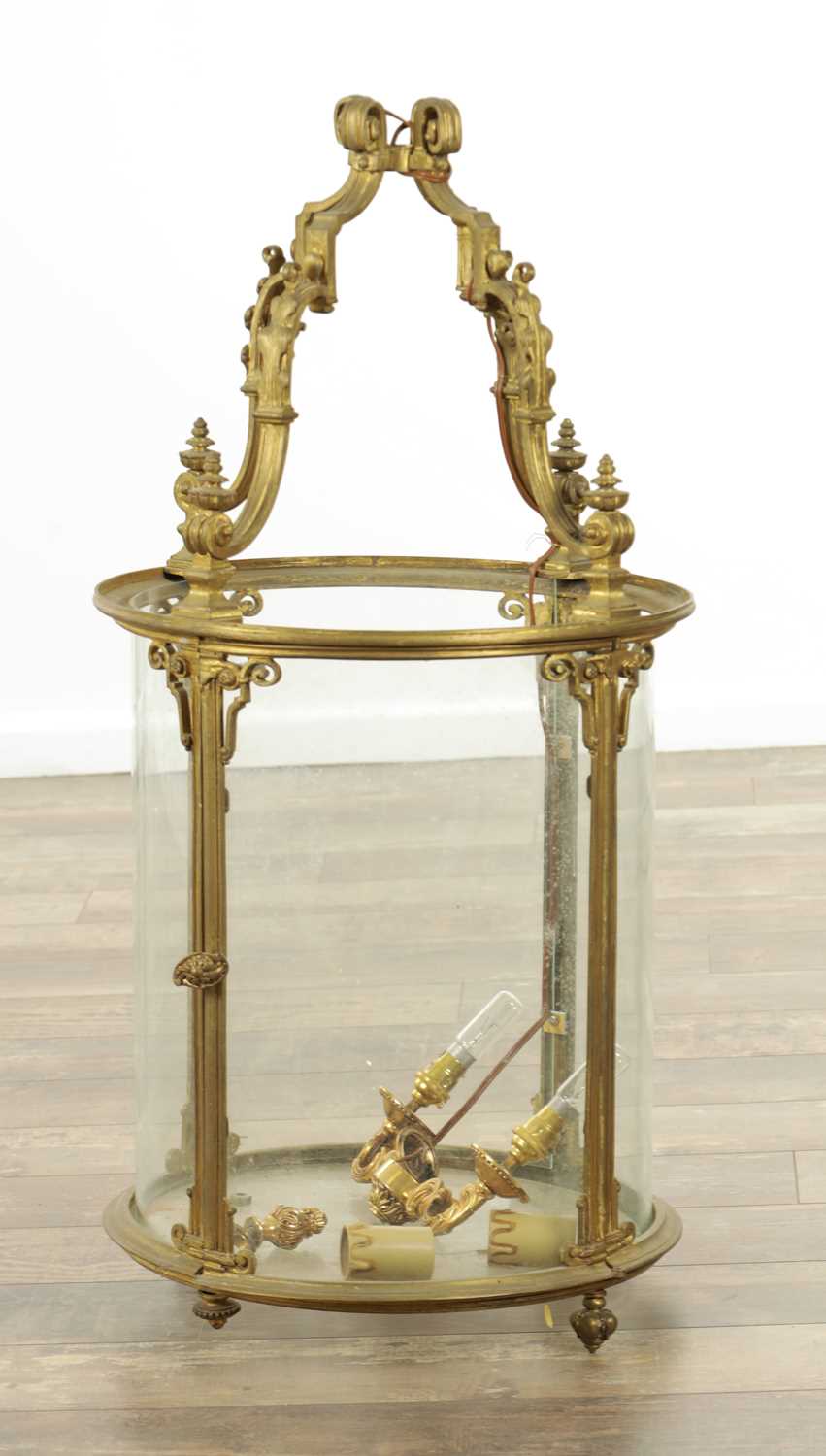 Lot 716 - A LARGE 20TH CENTURY GILT BRASS HANGING HALL LANTERN