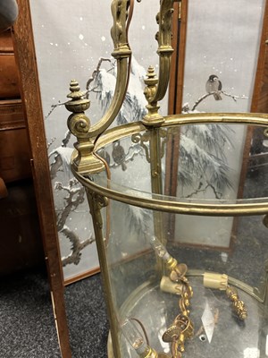 Lot 716 - A LARGE 20TH CENTURY GILT BRASS HANGING HALL LANTERN