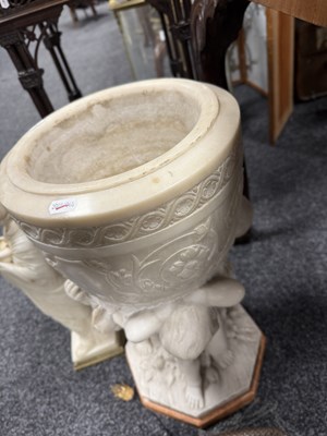 Lot 657 - AN IMPRESSIVE PAIR OF ART DECO ITALIAN CARRERA MARBLE URNS