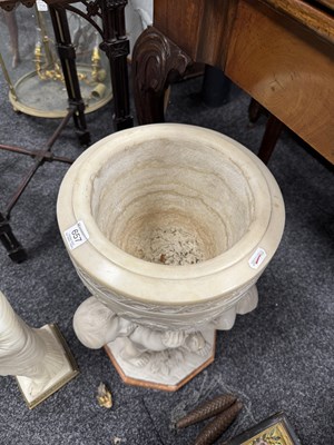 Lot 657 - AN IMPRESSIVE PAIR OF ART DECO ITALIAN CARRERA MARBLE URNS