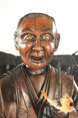 Lot 126 - A GOOD 19TH CENTURY JAPANESE PATINATED HARDWOOD FIGURE