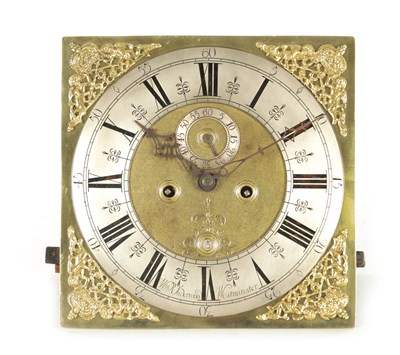 Lot 1039 - WILLIAM UNDERWOOD, WESTMINSTER. AN EARLY 18TH CENTURY 12” BRASS SQUARE DIAL EIGHT-DAY LONGCASE CLOCK MOVEMENT