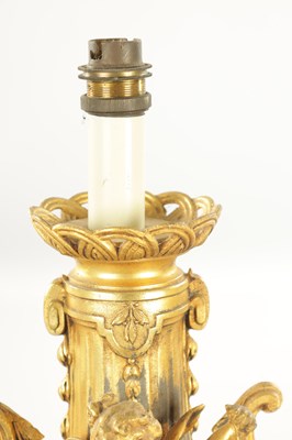 Lot 730 - A PAIR OF EARLY 20TH CENTURY FRENCH GILT METAL AND GREEN ONYX ELECTRIFIED TABLE LAMPS