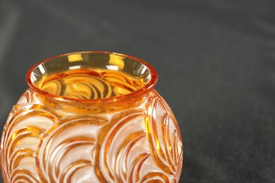 Lot 15 - A RENE LALIQUE AMBER GLASS 'BRESSE' VASE