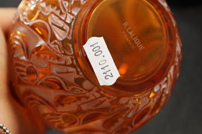 Lot 15 - A RENE LALIQUE AMBER GLASS 'BRESSE' VASE