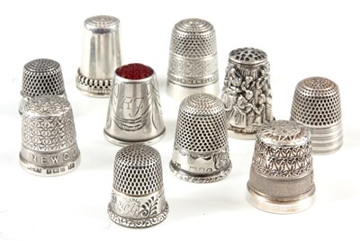 Lot 275 - A SELECTION OF 10 SILVER THIMBLES of various...