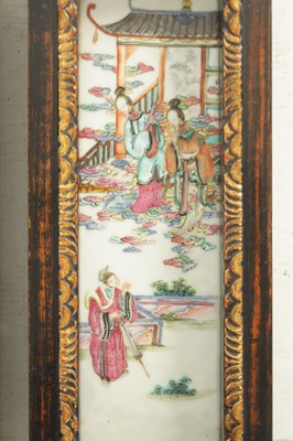 Lot 191 - A PAIR OF 19TH CENTURY CANTONESE FAMILLE ROSE HANGING PLAQUES
