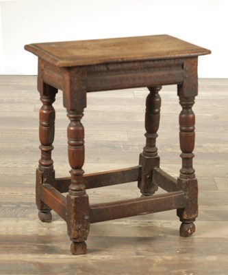 Lot 1366 - A 17TH CENTURY OAK JOINT STOOL