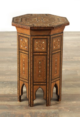 Lot 1270 - A LATE 19TH CENTURY ISLAMIC PARQUETRY INLAID OCCASIONAL TABLE