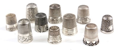 Lot 278 - A SELECTION OF 10 SILVER THIMBLES of various...