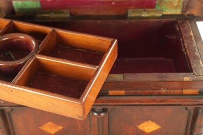 Lot 939 - AN UNUSUAL 19TH CENTURY SPECIMEN WOOD JEWELLERY CASKET MODELLED AS A SIDEBOARD