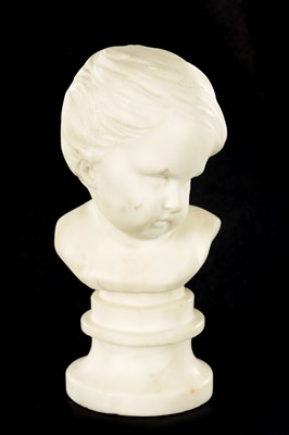 Lot 868 - A 19TH CENTURY CARVED WHITE MARBLE OF A YOUNG CHILD