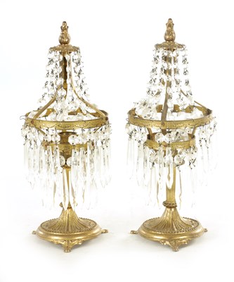 Lot 732 - A PAIR OF LATE 19TH CENTURY GILT BRASS TABLE LIGHTS