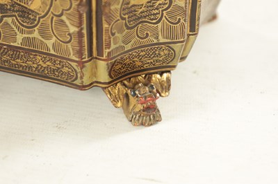 Lot 1183 - A 19TH CENTURY CHINOISERIE BROWN AND GILT-DECORATED LACQUERWORK TEA CADDY