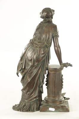 Lot 778 - PIERRE LOUIS DETRIER A 19TH CENTURY PATINATED BRONZE SCULPTURE OF A CLASSICAL LADY