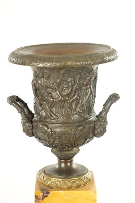 Lot 648 - A GOOD PAIR OF 19TH CENTURY GRAND TOUR ITALIAN BRONZE AND SIENNA MARBLE CAMPANA