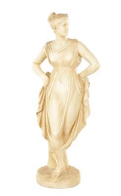 Lot 637 - A 19TH CENTURY CARVED ALABASTER SCULPTURE OF A CLASSICAL MAIDEN