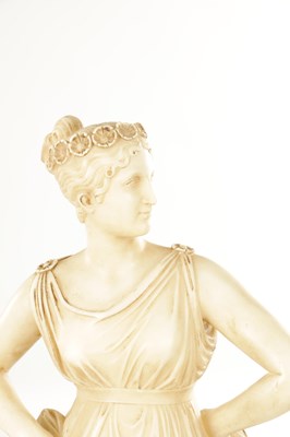 Lot 637 - A 19TH CENTURY CARVED ALABASTER SCULPTURE OF A CLASSICAL MAIDEN
