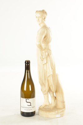 Lot 637 - A 19TH CENTURY CARVED ALABASTER SCULPTURE OF A CLASSICAL MAIDEN
