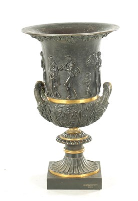 Lot 734 - BENEDETTO BOSCHETTI (1820-1879) AFTER THE ANTIQUE, A LATE 19TH CENTURY BRONZE AND GILT BRONZE MEDICI VASE