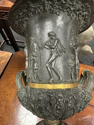 Lot 734 - BENEDETTO BOSCHETTI (1820-1879) AFTER THE ANTIQUE, A LATE 19TH CENTURY BRONZE AND GILT BRONZE MEDICI VASE