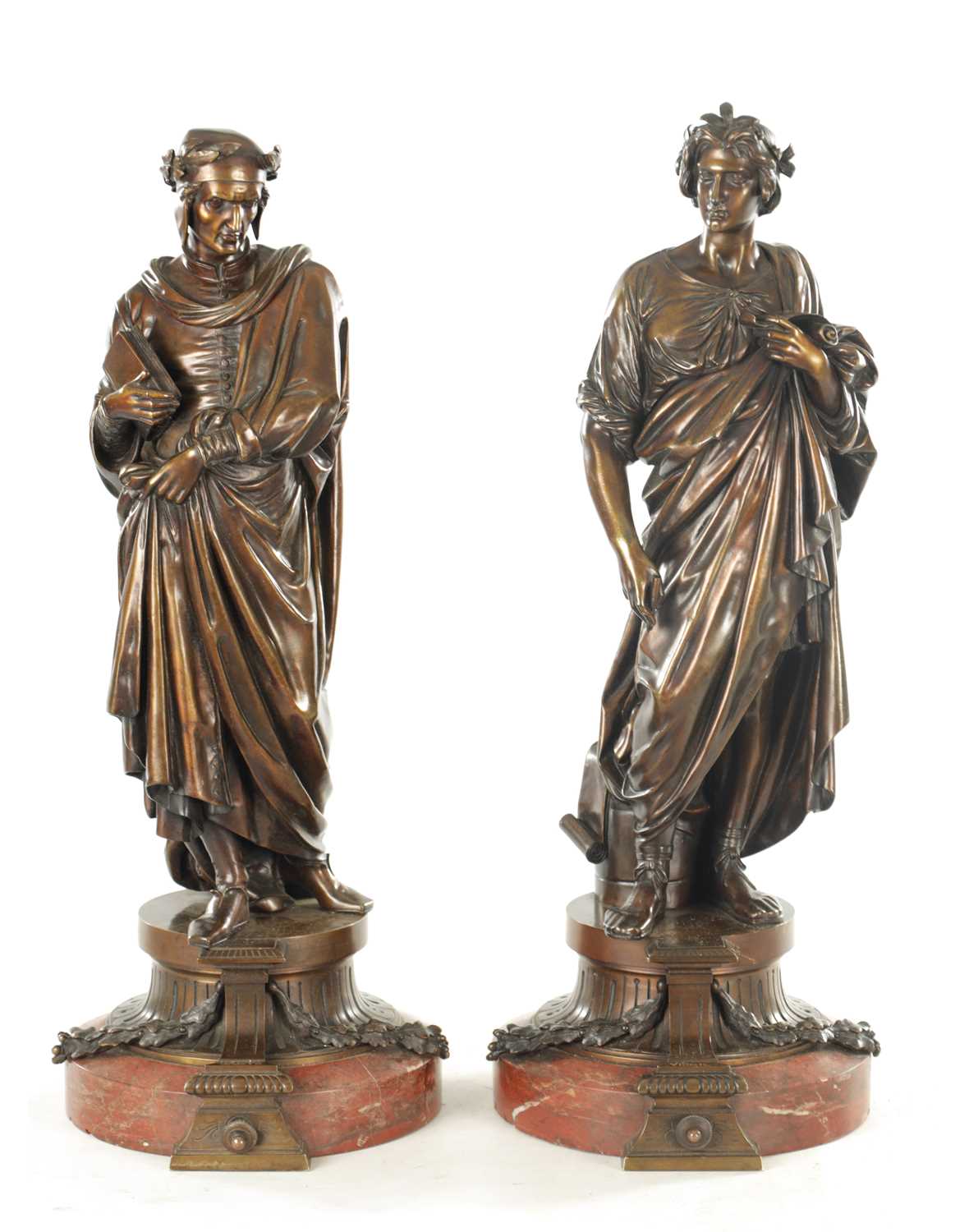 Lot A PAIR OF LATE 19TH CENTURY BRONZE FIGURAL SCULPTURES