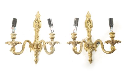 Lot 643 - A PAIR OF 20TH CENTURY GILT BRASS WALL LIGHTS