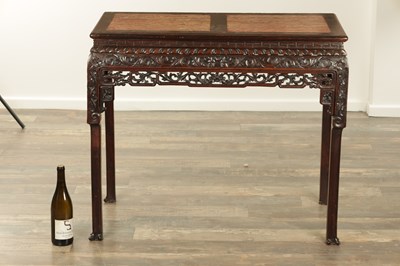 Lot 342 - A 19TH CENTURY CHINESE HARDWOOD AND MARBLE ALTAR TABLE