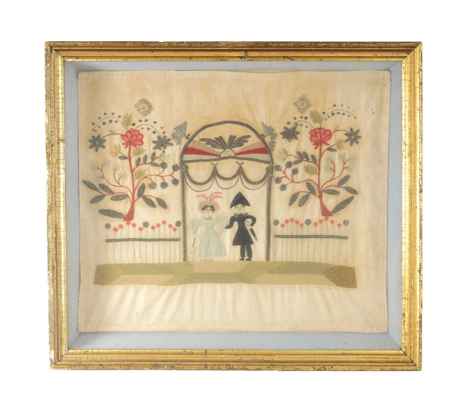 Lot 703 - AN UNUSUAL 18TH CENTURY SILK TAPESTRY