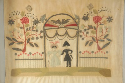 Lot 703 - AN UNUSUAL 18TH CENTURY SILK TAPESTRY