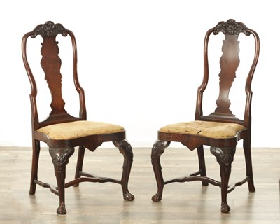 Lot 1279 - A GOOD PAIR OF 17TH CENTURY WALNUT SIDE CHAIRS