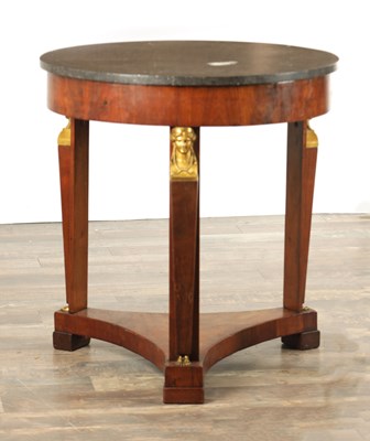 Lot 1309 - A 19TH CENTURY FRENCH EMPIRE STYLE ORMOLU MOUNTED MAHOGANY CIRCULAR TABLE