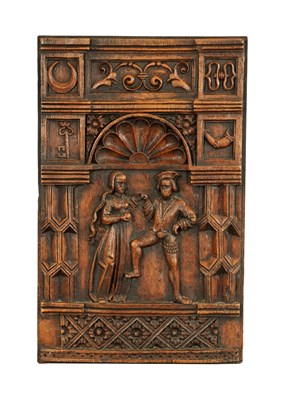 Lot 1220 - AN 18TH/19TH CENTURY CONTINENTAL CARVED WOOD PANEL