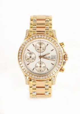 Lot 318 - A GENTLEMEN’S TRI-COLOURED 18KT GOLD AND DIAMOND SET SELIN (SWISS) CHRONOGRAPH WRISTWATCH