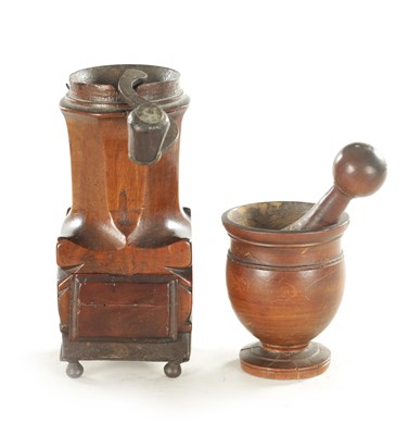 Lot 1149 - AN 18TH CENTURY FRENCH WALNUT TREENWARE COFFEE GRINDER