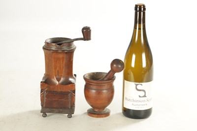 Lot 1149 - AN 18TH CENTURY FRENCH WALNUT TREENWARE COFFEE GRINDER