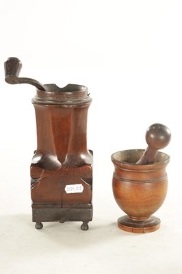 Lot 1149 - AN 18TH CENTURY FRENCH WALNUT TREENWARE COFFEE GRINDER
