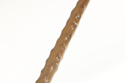 Lot 438 - A GOOD LATE 19TH CENTURY FOLK ART CARVED ANTLER HORN WALKING STICK