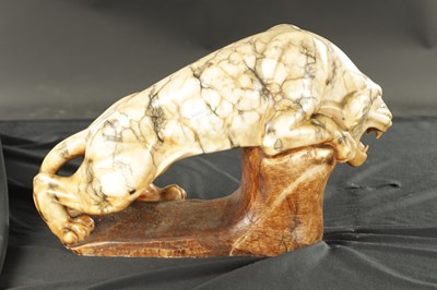 Lot 783 - D. ROMANI, FLORENCE, ITALY. A FINE CARVED MARBLE SCULPTURE OF A TIGER