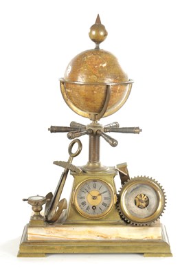 Lot 997 - A LATE 19TH CENTURY FRENCH INDUSTRIAL BRASS DESK COMPENDIUM MANTEL TIMEPIECE