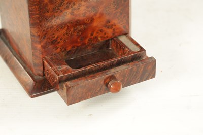 Lot 821 - AN EARLY 20TH CENTURY AMBOYNA CIGAR DISPENSER