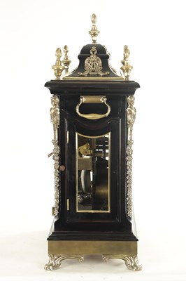 Lot 1020 - JOHN ELLICOTT, LONDON. A GEORGE III BRASS MOUNTED EBONISED VERGE MUSICAL BRACKET CLOCK