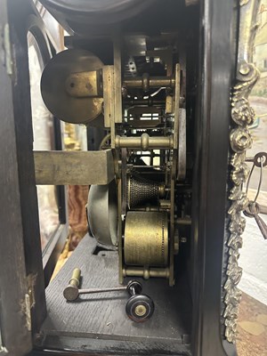 Lot 1020 - JOHN ELLICOTT, LONDON. A GEORGE III BRASS MOUNTED EBONISED VERGE MUSICAL BRACKET CLOCK