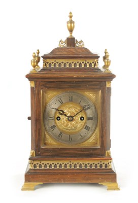 Lot 1009 - J. J. DURRANT & SON, 40 CHEAPSIDE, LONDON. A 19TH CENTURY DOUBLE FUSEE FIGURED WALNUT MANTEL CLOCK